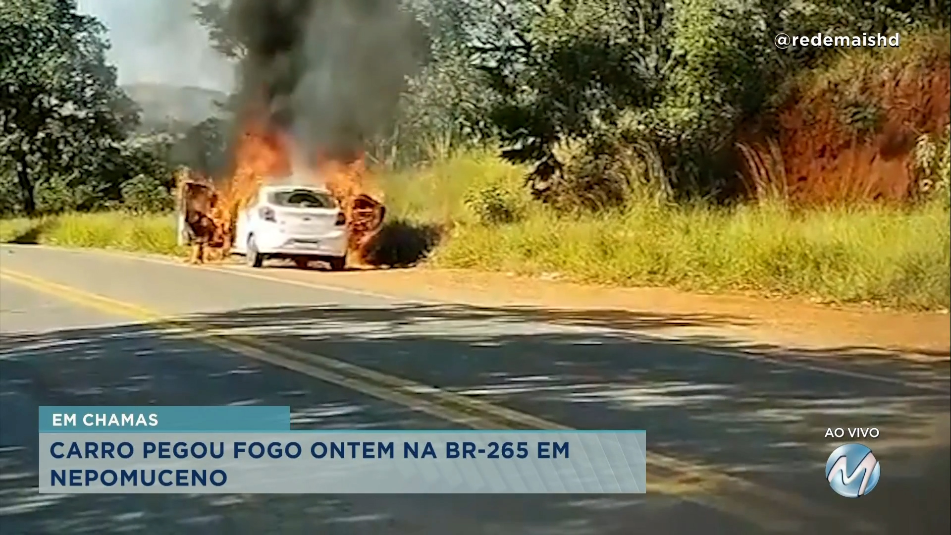 Carro Pega Fogo Na Br Em Nepomuceno Rede Mais