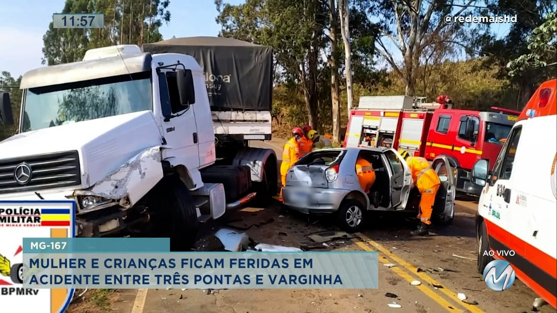 Acidente entre Varginha e Três Pontas deixa mãe e dois filhos feridos