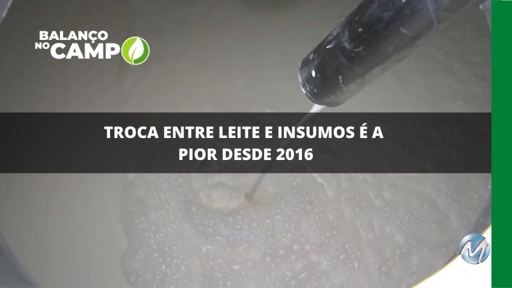 TROCA ENTRE LEITE E INSUMOS É A PIOR DESDE 2016