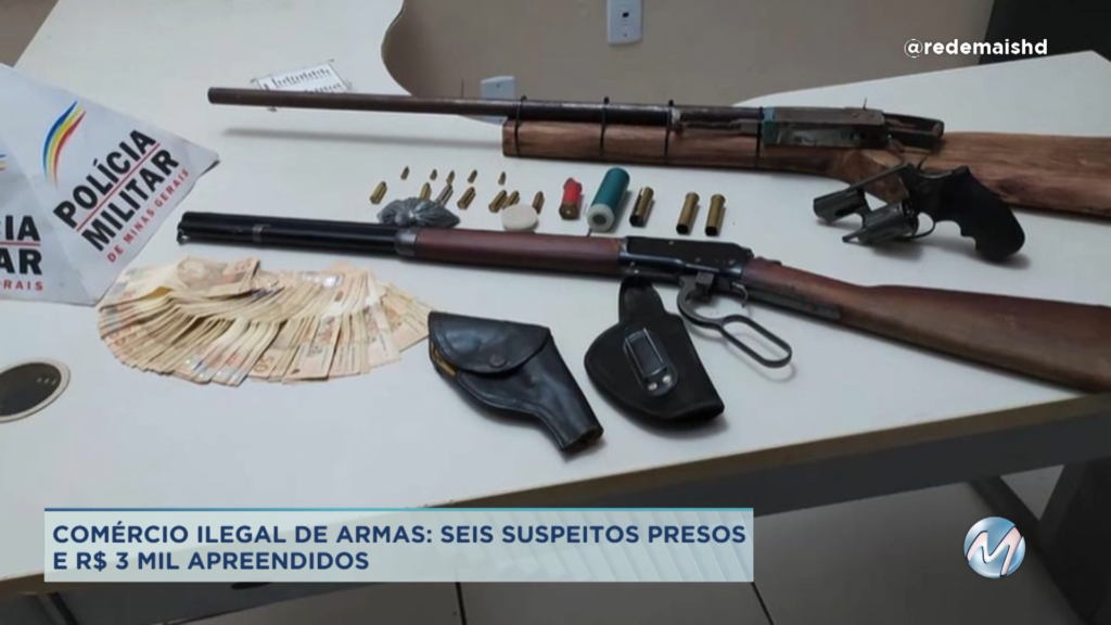 Comércio ilegal de armas no Norte de Minas: Seis pessoas são detidas e R$ 3 mil apreendidos