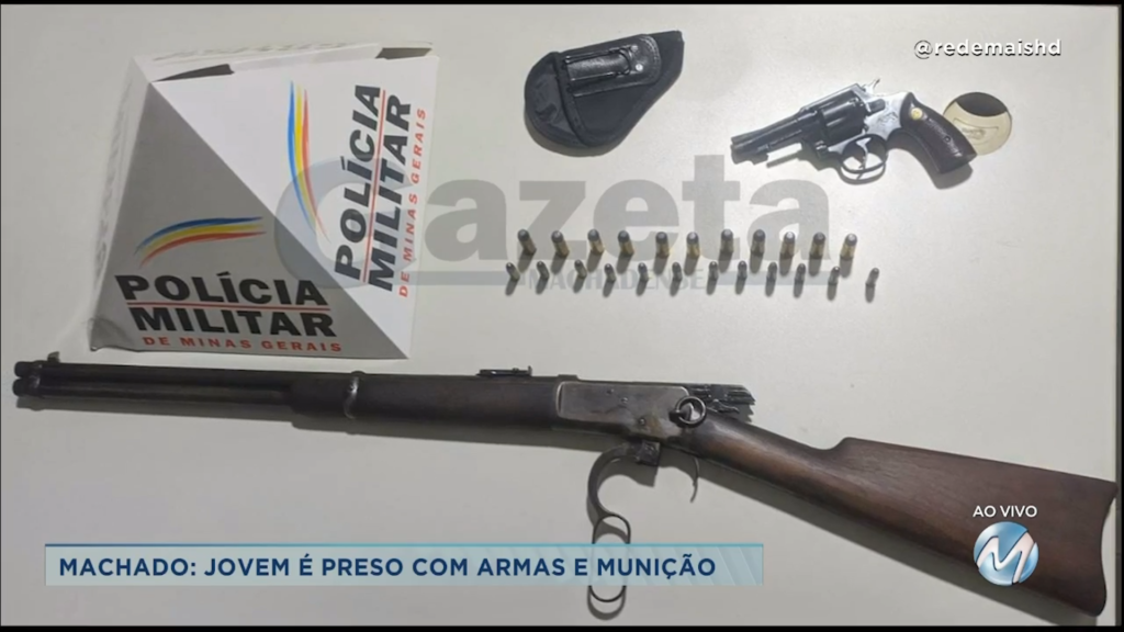 Machado: jovem é preso com armas e munição