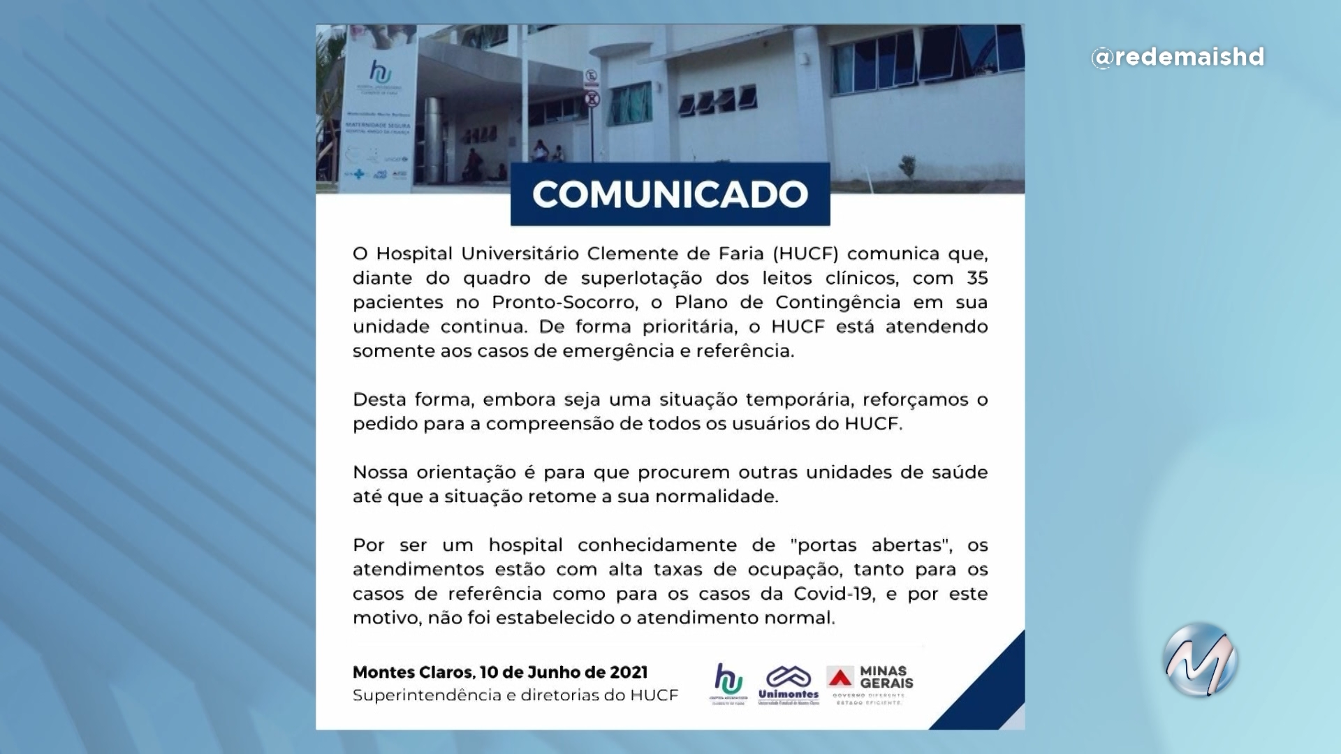 Superlotação de leitos: hospitais de Montes Claros acionam plano de contingência