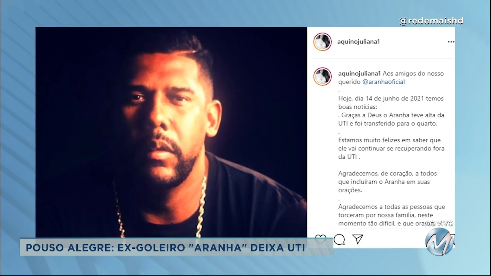 Pouso Alegre: ex-goleiro Aranha deixa UTI