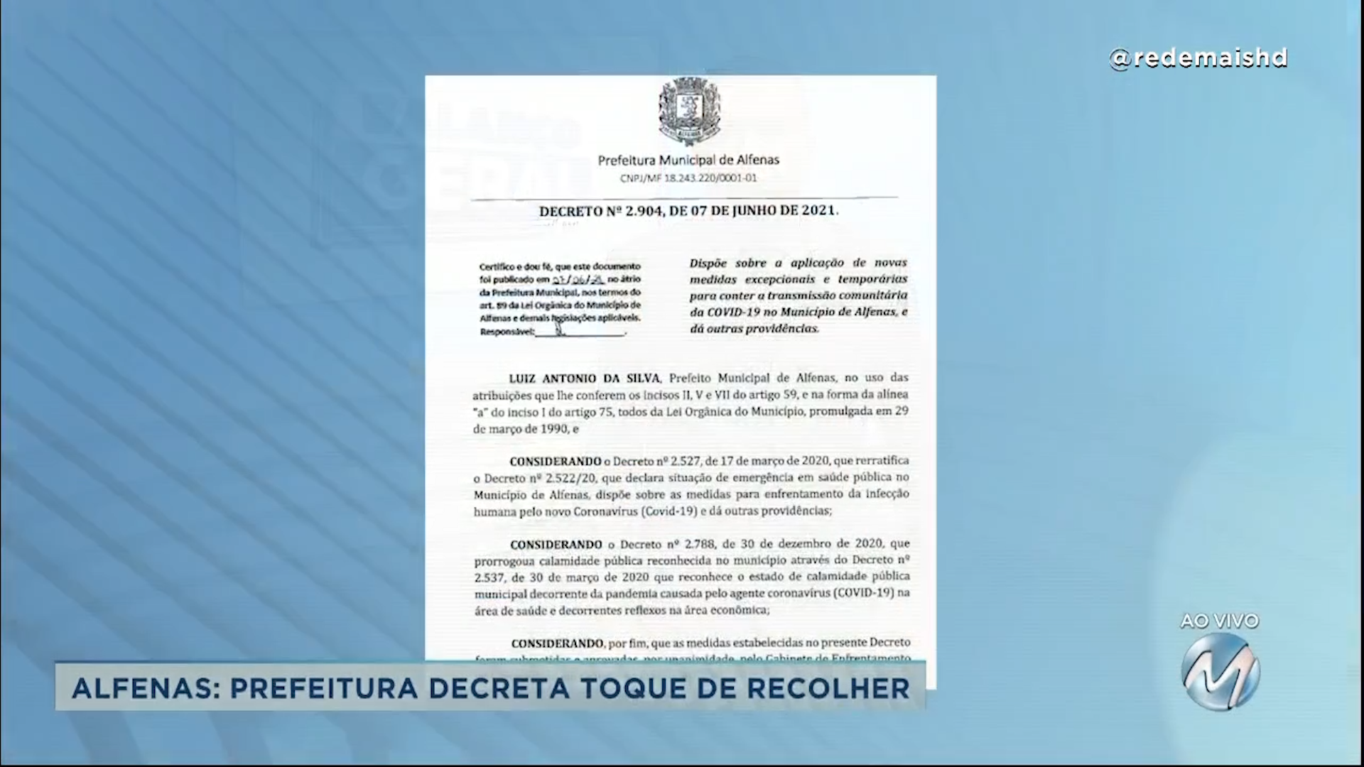 Covid-19: prefeitura de Alfenas decreta toque de recolher