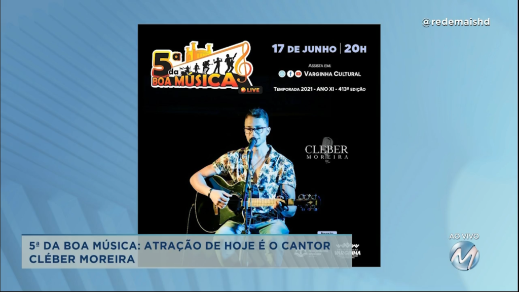 5ª da Boa Música: Cléber Moreira se apresenta nesta quinta-feira (17)