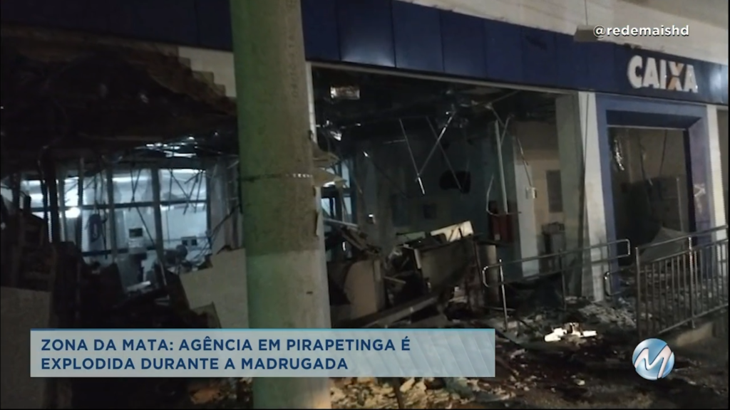 Pirapetinga: agência bancária é destruída por criminosos