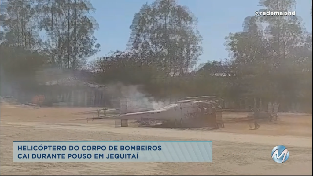 Norte de Minas: helicóptero do Corpo de Bombeiros cai durante pouso em Jequitaí