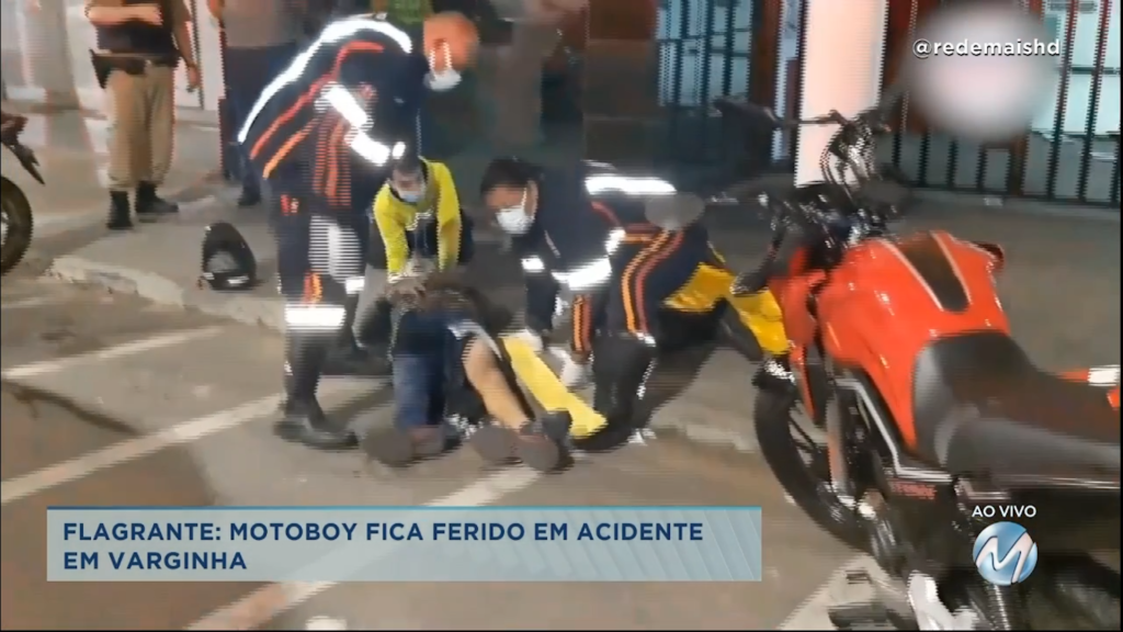 Flagrante: motoboy fica ferido em acidente em Varginha