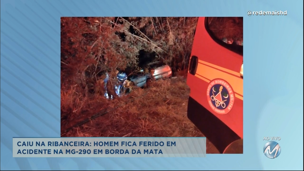 Caiu na ribanceira: homem fica ferido em acidente na MG-290