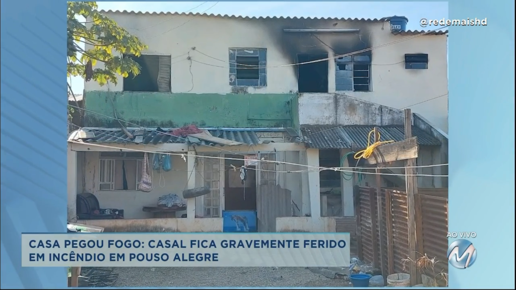 Casa pega fogo e moradores ficam feridos em Pouso Alegre