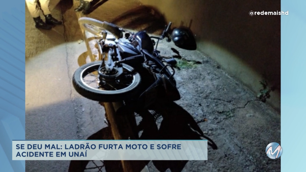 Unaí: Ladrão furta moto e sofre acidente