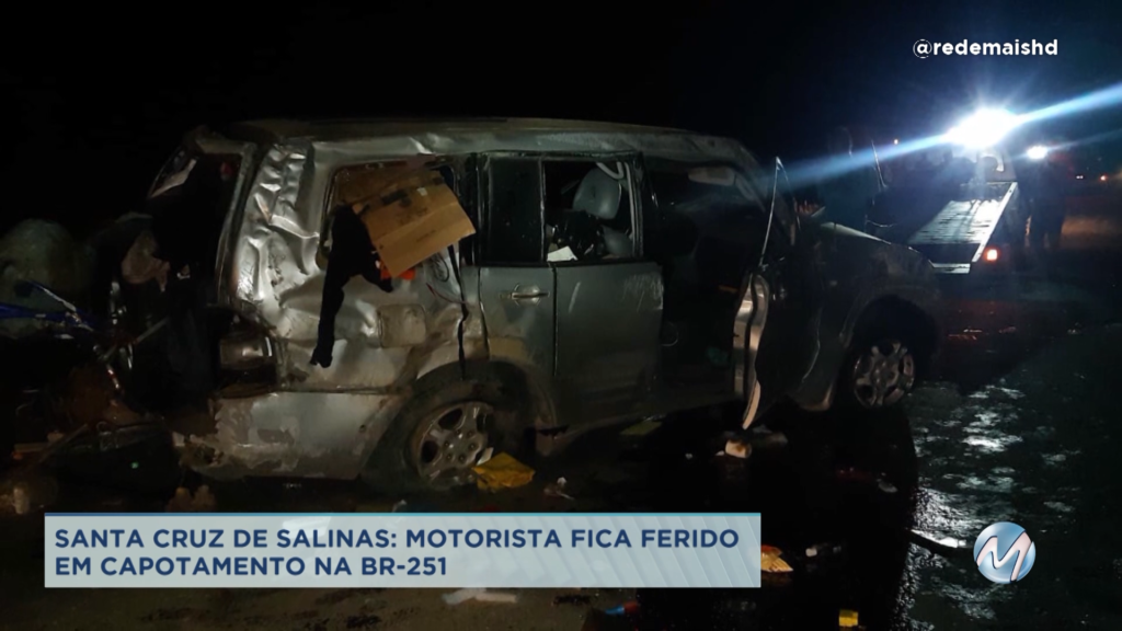 Santa Cruz de Salinas: motorista fica ferido em acidente na BR-251