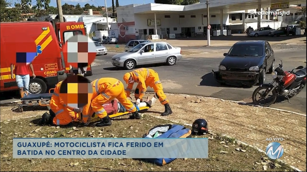 Guaxupé: motociclista fica ferido em batida