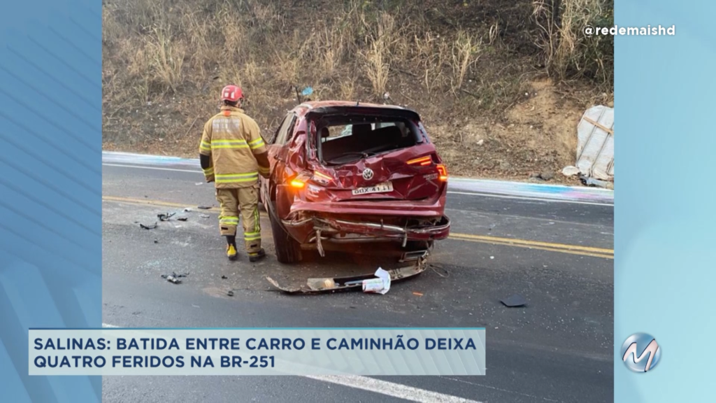 Salinas: acidente deixa quatro feridos na BR-251