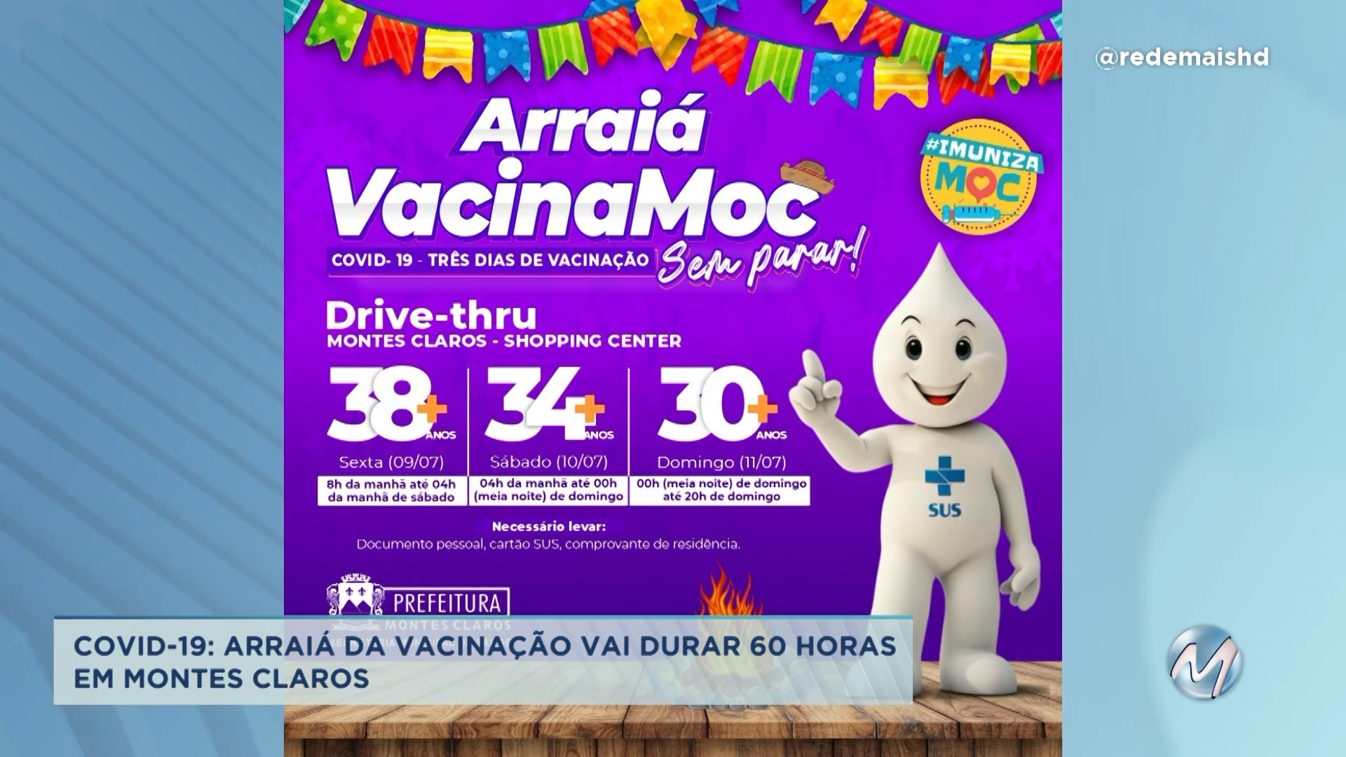 Covid-19: Arraiá da vacinação vai durar 60 horas em Montes Claros