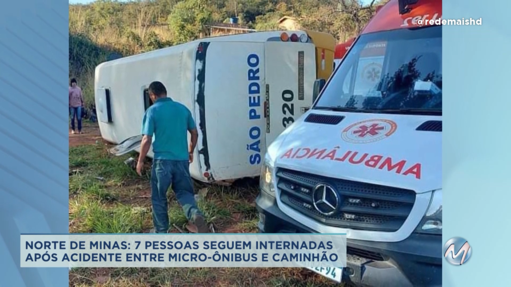 Norte de Minas: sete pessoas seguem internadas após acidente entre micro-ônibus e caminhão