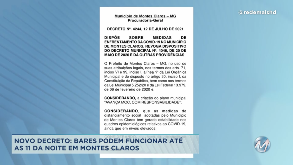 Novo decreto em Montes Claros: bares podem funcionar até às 23h