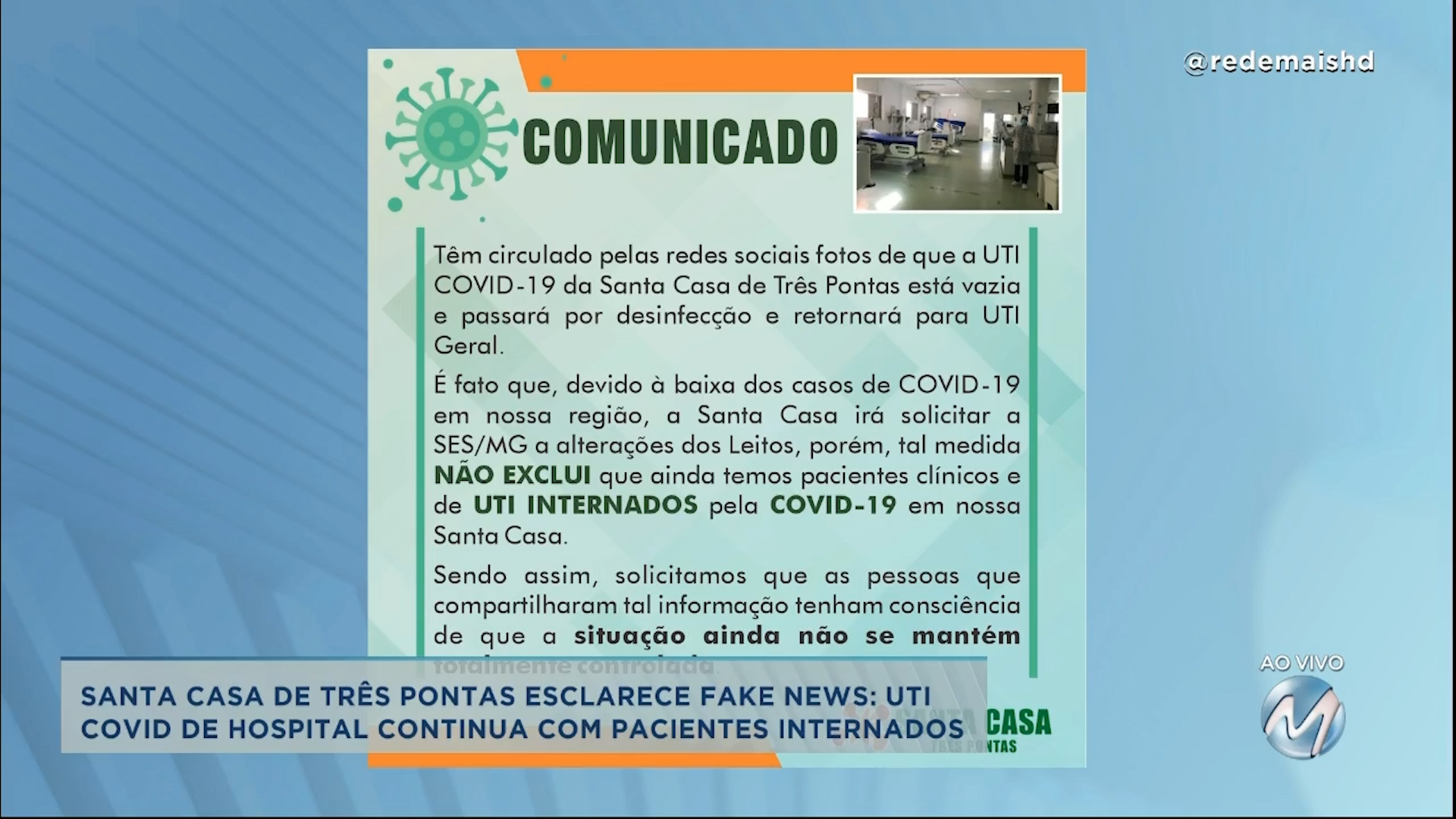 Santa Casa de Três Pontas esclarece fake news