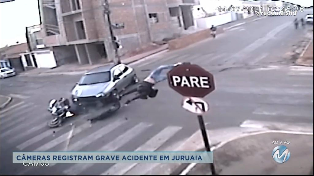 Flagrante: câmeras registram grave acidente em Juruaia