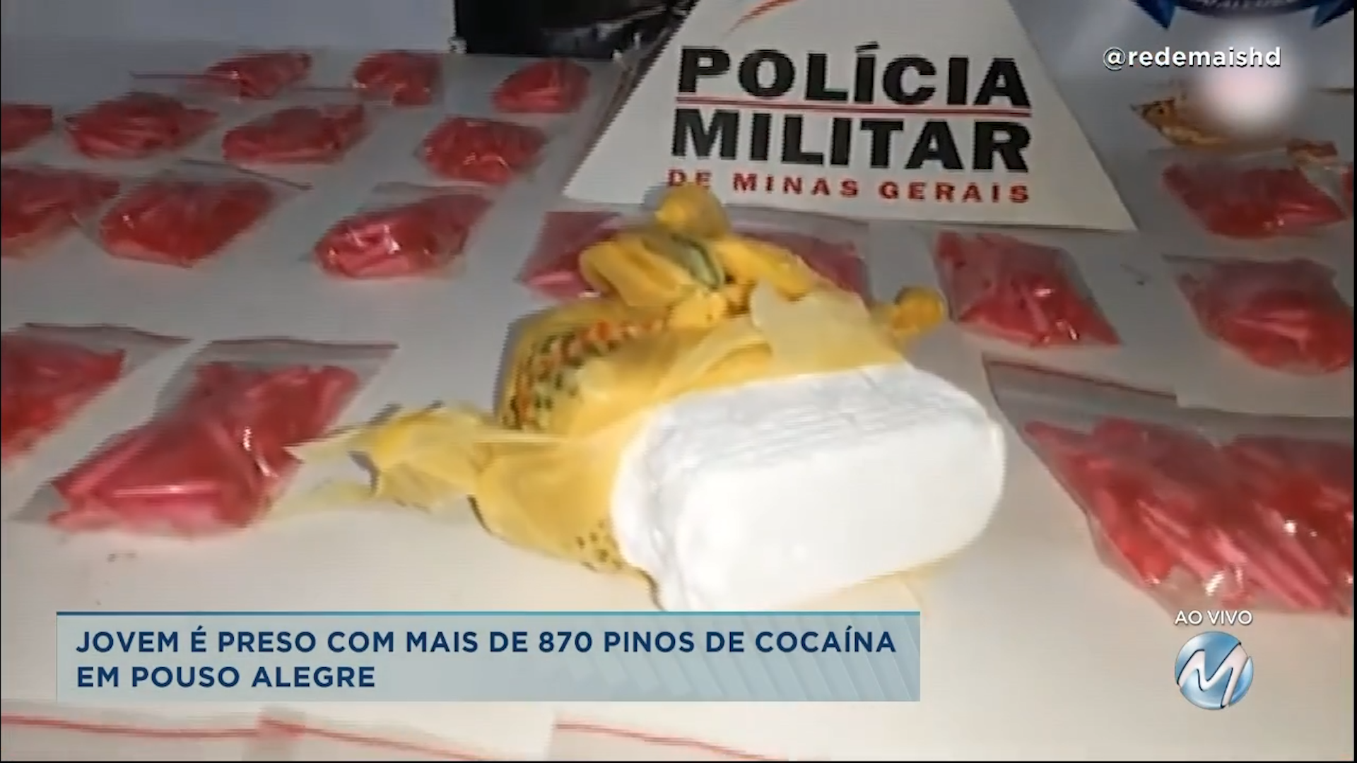 Jovem é preso com mais de 870 pinos de cocaína em Pouso Alegre