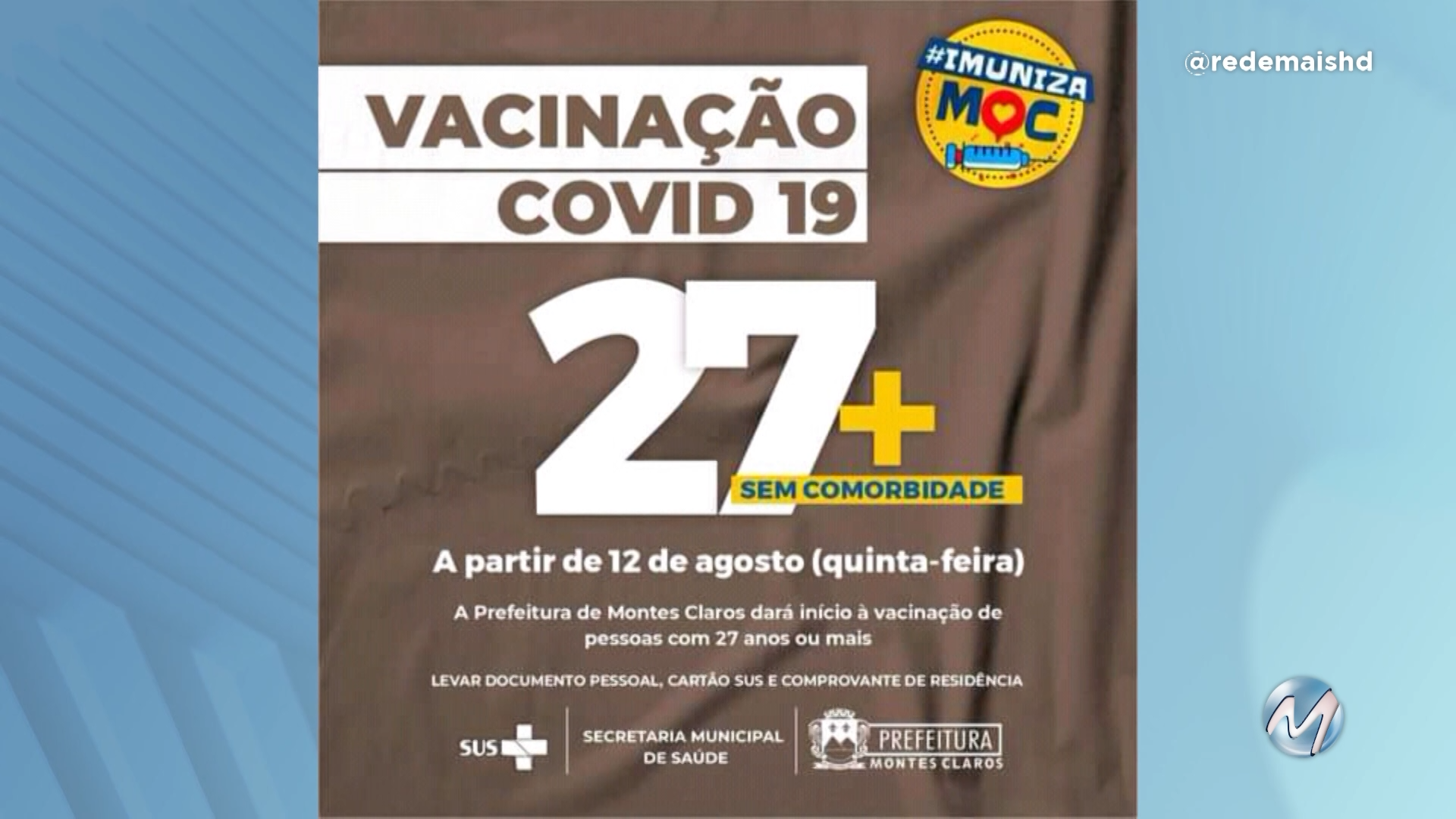Covid-19: pessoas acima de 27 anos já podem se vacinar em Montes Claros