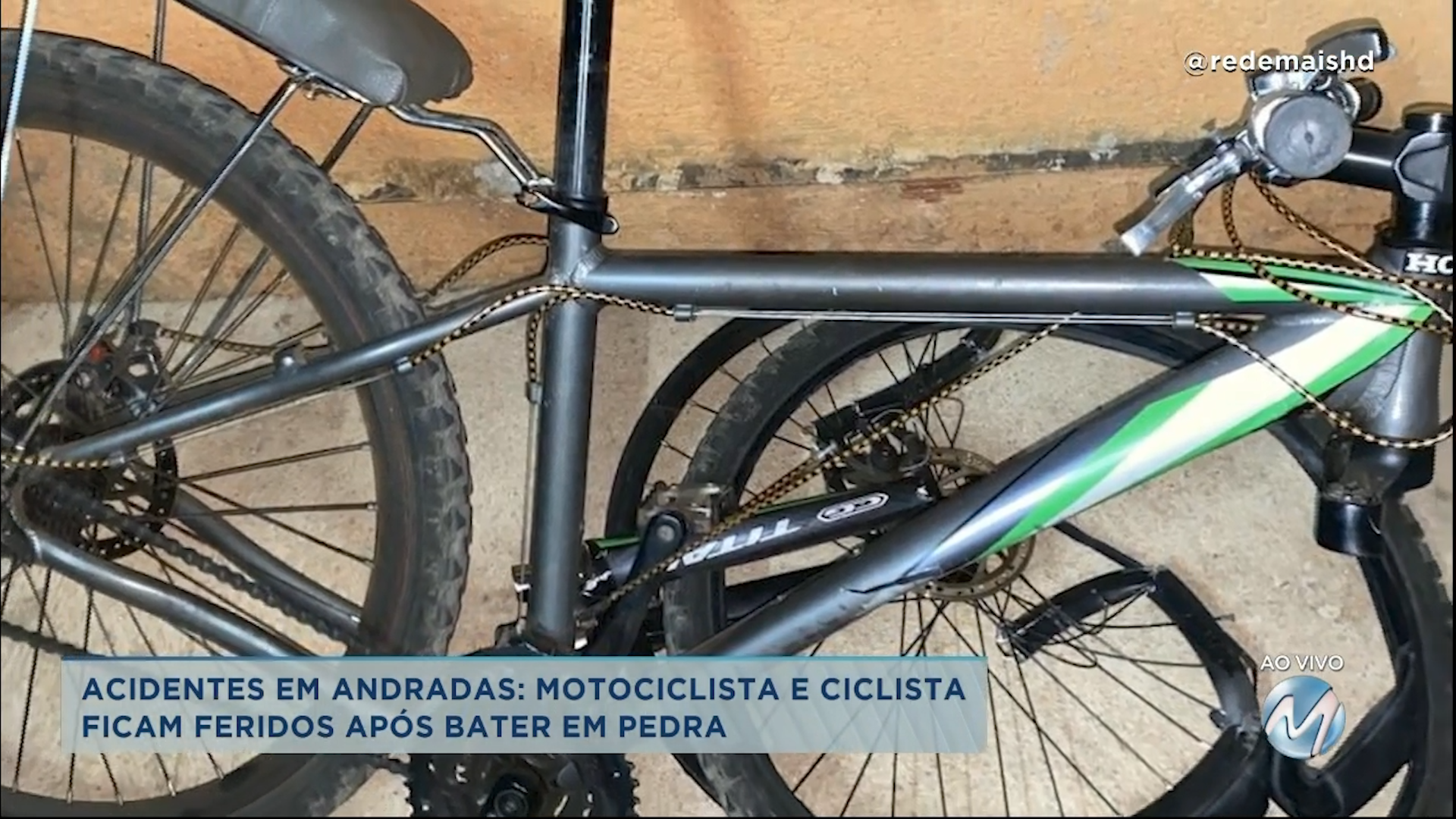 Acidentes em Andradas: motociclista e ciclista ficam feridos após bater em pedra em obra