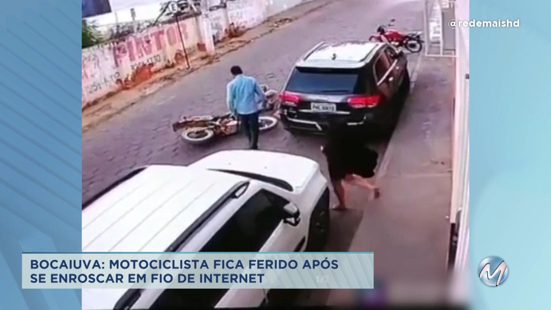 Bocaiuva: motociclista fica ferido após se enroscar em fio de internet