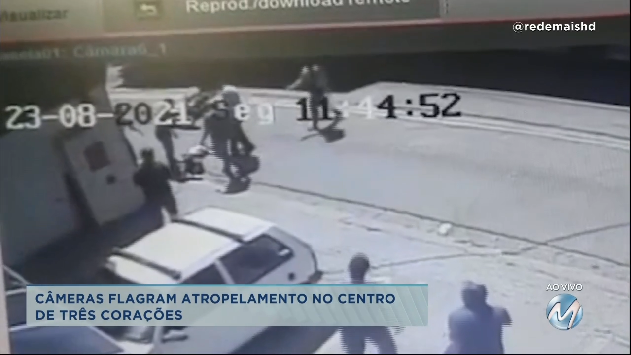 Câmeras flagram atropelamento no centro de Três Corações