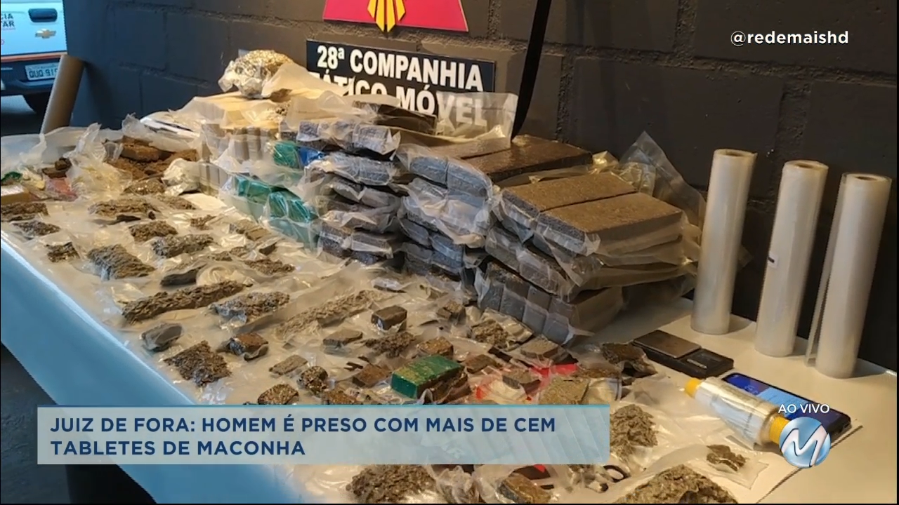 Juiz de Fora: homem é preso com mais de 100 tabletes de maconha