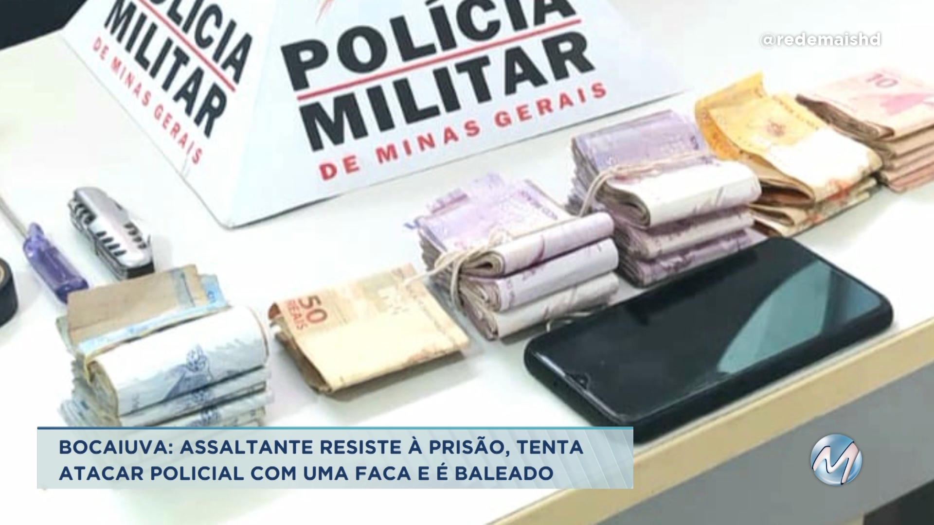 Bocaiuva: assaltante resiste à prisão, tenta atacar policial com faca e é baleado