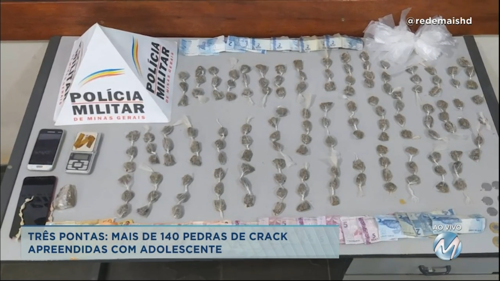 Três Pontas: adolescentes é apreendido com mais de 140 pedras de crack