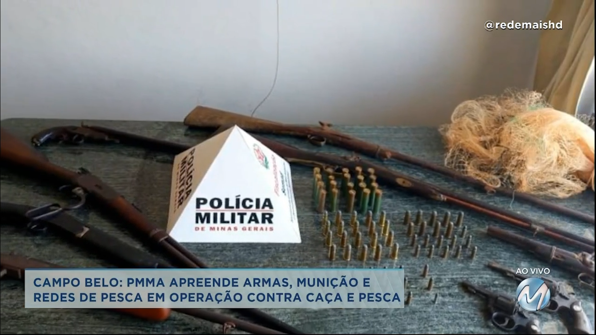 Campo Belo: PMMA apreende armas, munição e redes de pesca em operação