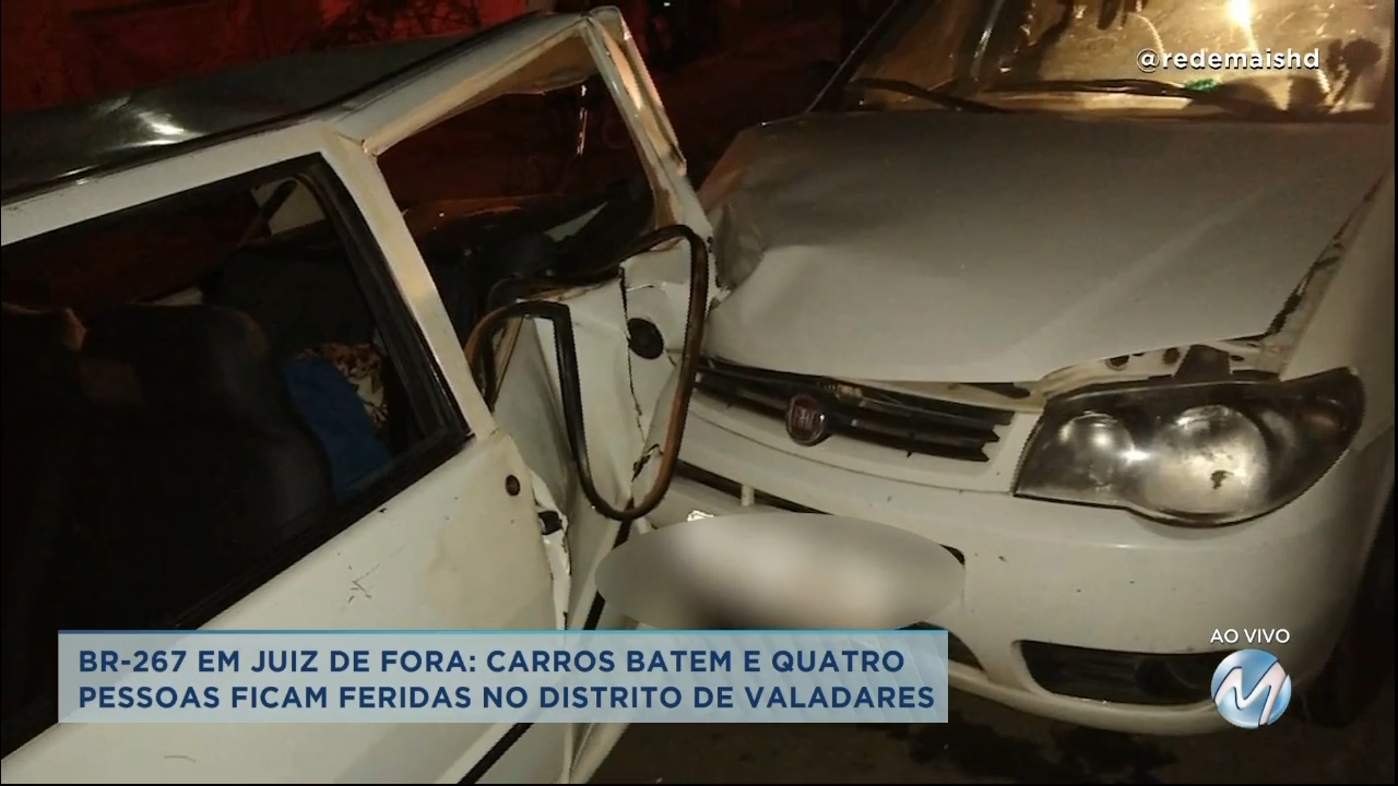 BR-267: carros batem e quatro pessoas ficam feridas em Juiz de Fora