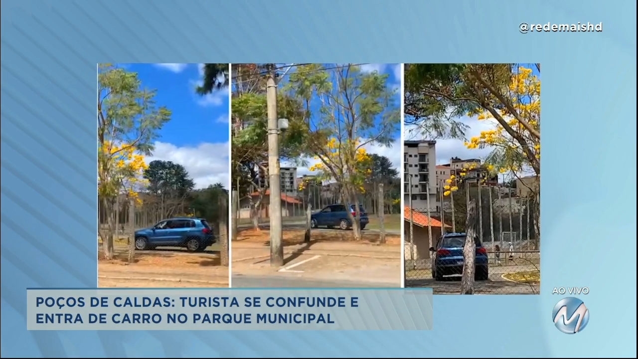 Poços de Caldas: turista se confunde e entra de carro no Parque Municipal