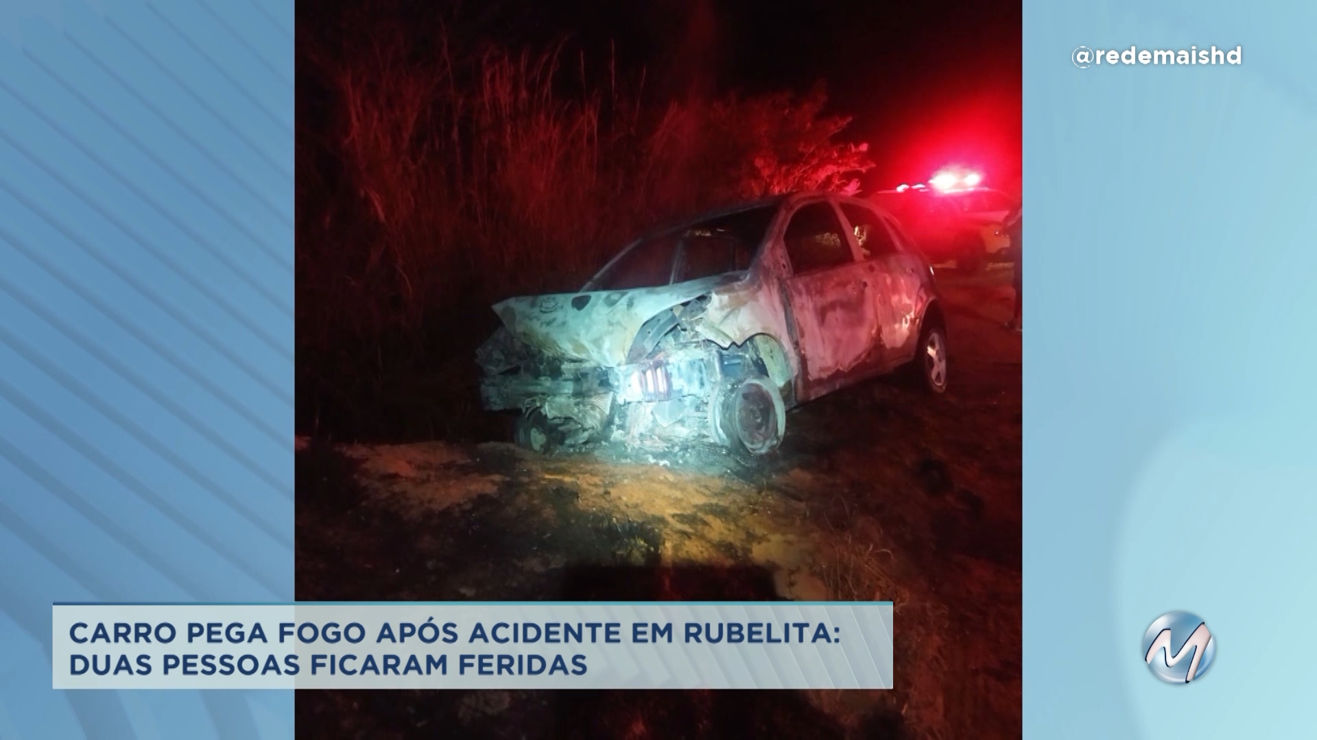 Norte de Minas: carro pega fogo após acidente em Rubelita