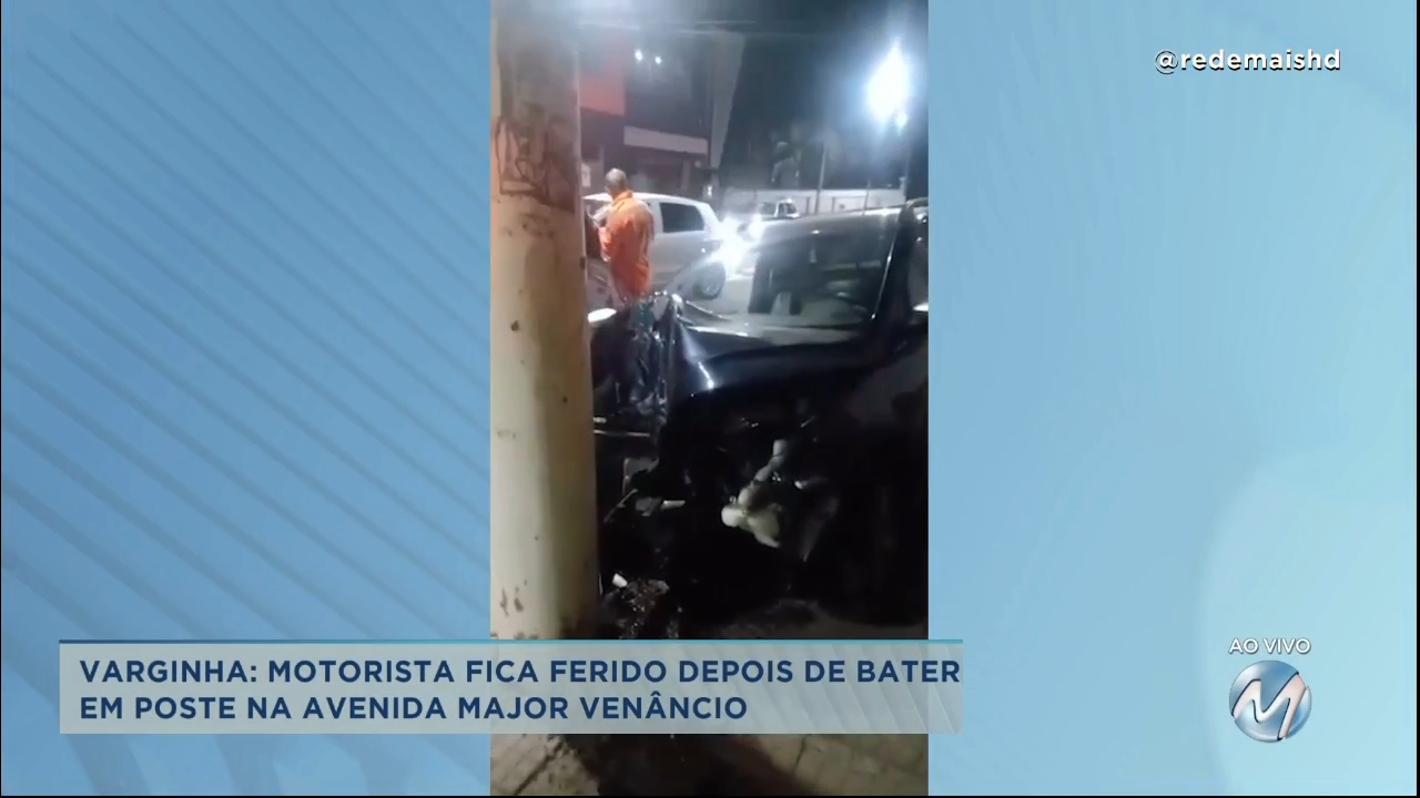 Varginha: motorista fica ferido depois de bater em poste