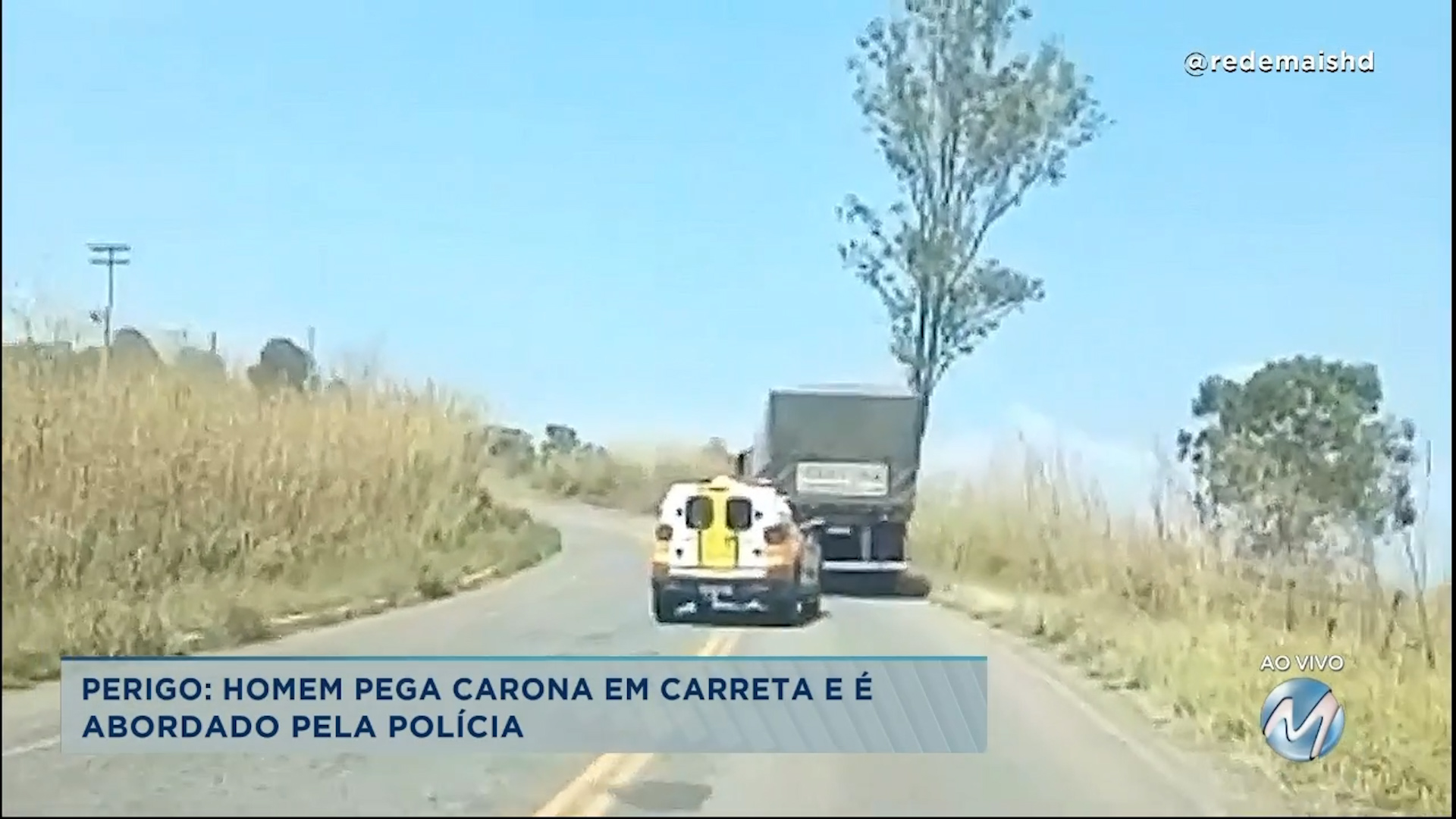 Perigo no Sul de Minas: homem pega carona em carreta e é abordado pela polícia