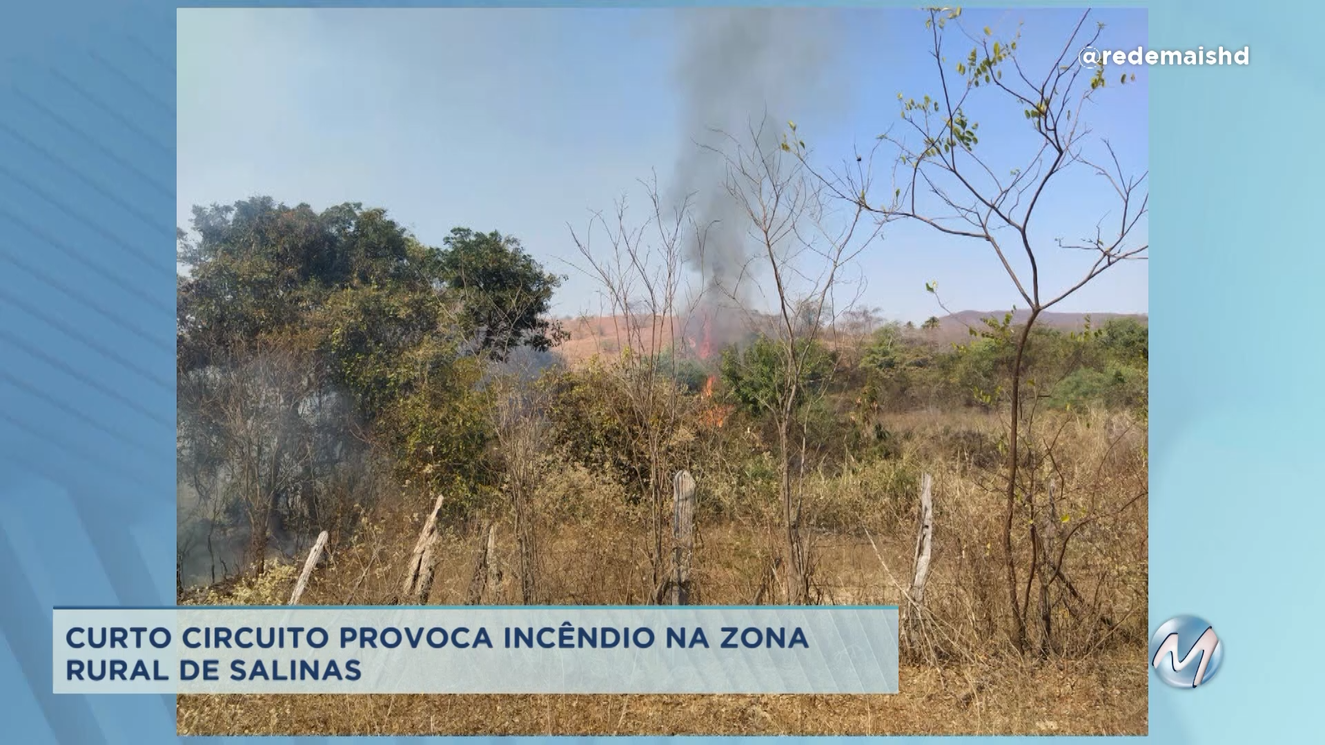 Curto circuito provoca incêndio na zona rural de Salinas
