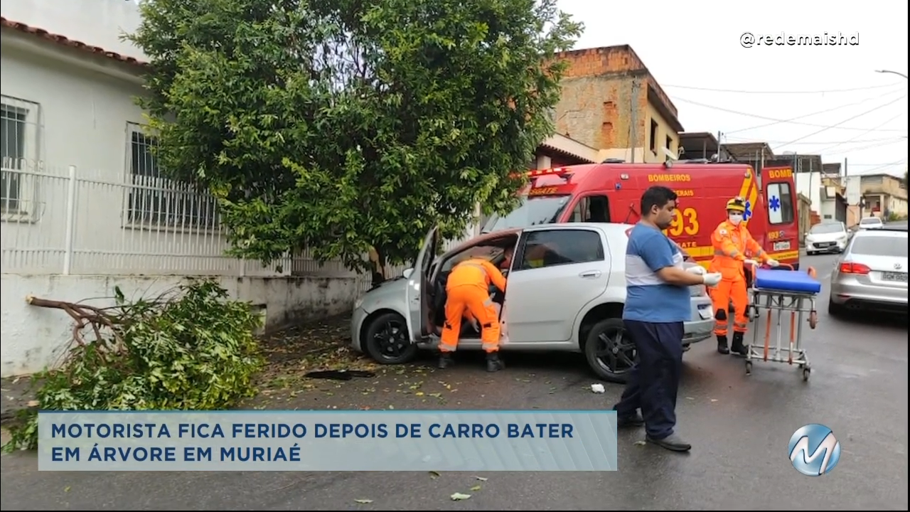 Muriaé: motociclista fica ferido após bater em viatura da PM