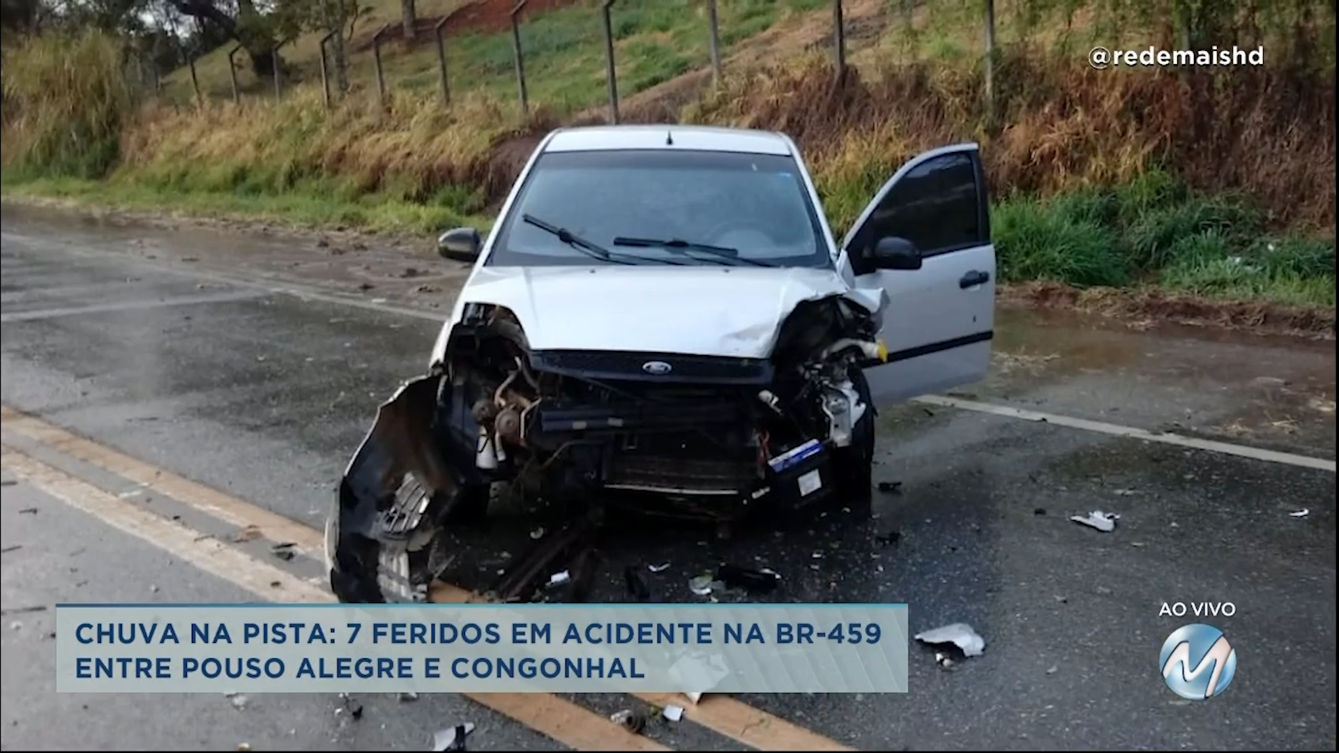 Chuva na pista: 7 pessoas ficam feridas em acidente na BR-459