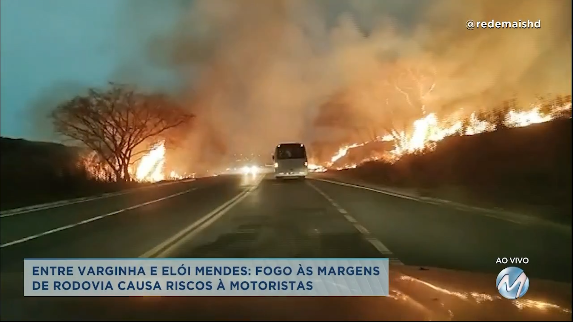 Sul de Minas: fogo às margens de rodovia causa riscos à motoristas
