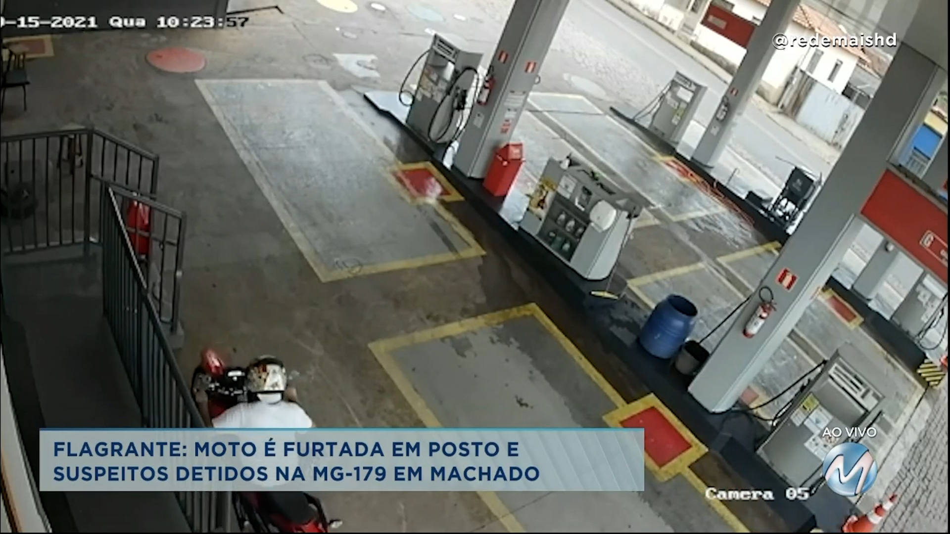 Flagrante: moto é furtada em posto e suspeitos detidos em Machado