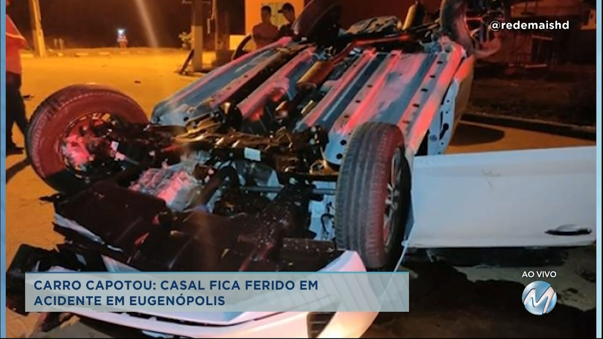 Carro capotou: casal fica ferido em acidente em Eugenópolis