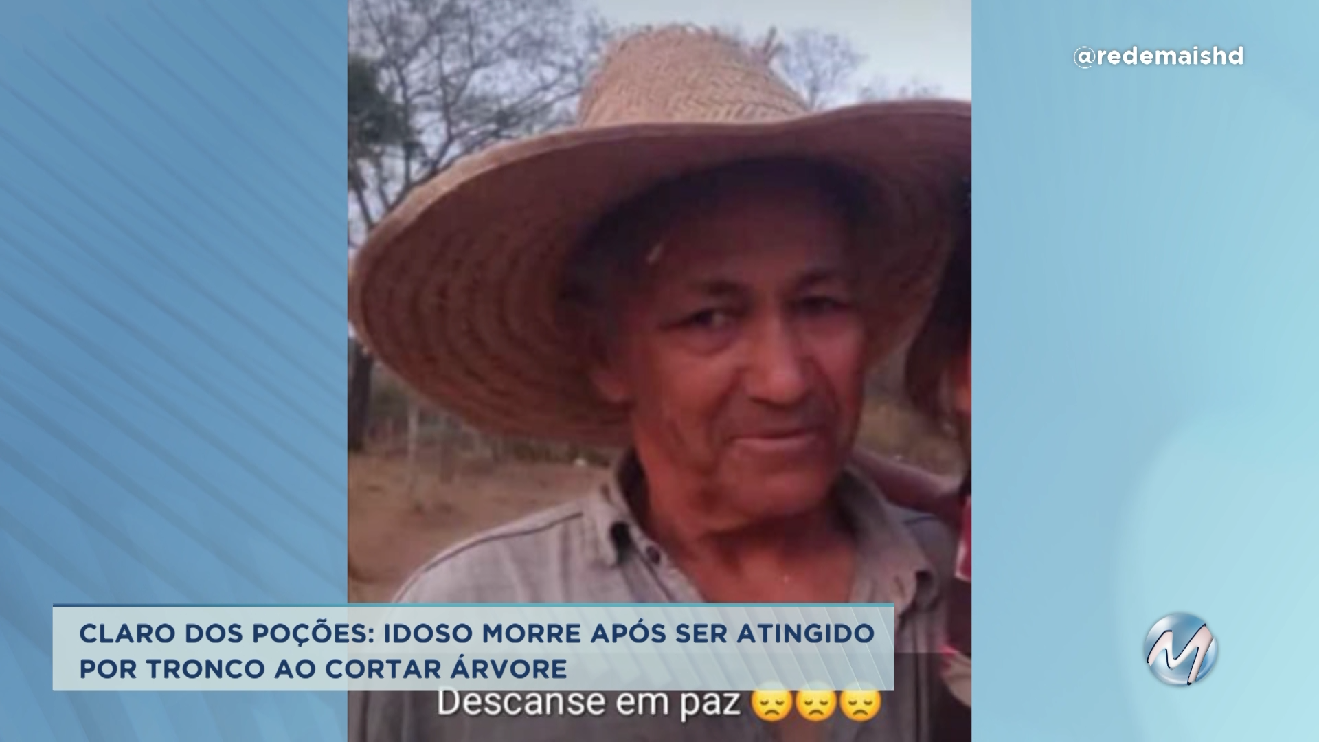 Fatalidade: idoso morre após ser atingido por tronco de árvore