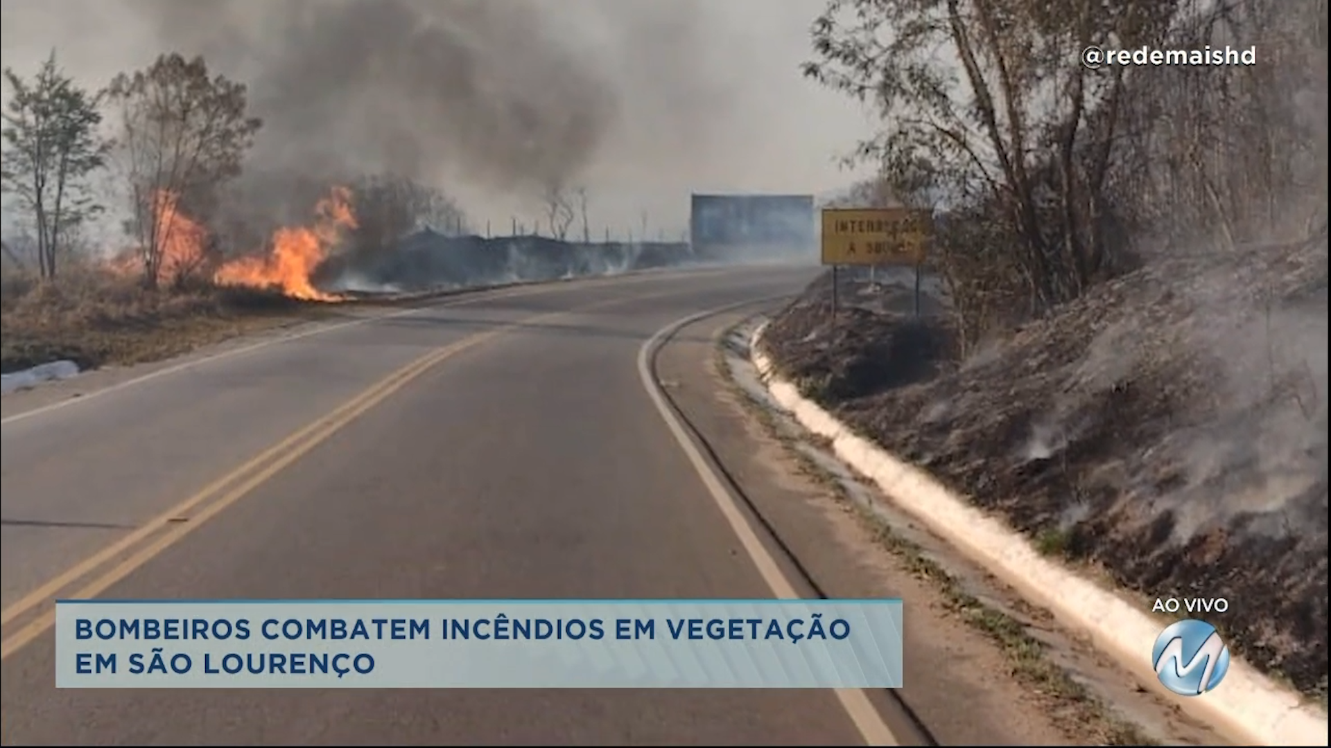 Bombeiros combatem incêndios em vegetação em São Lourenço