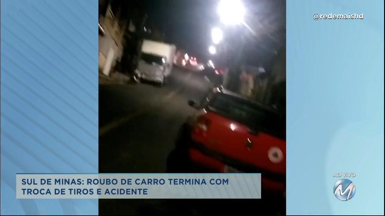 Sul de Minas: roubo de carro termina com troca de tiros e acidente