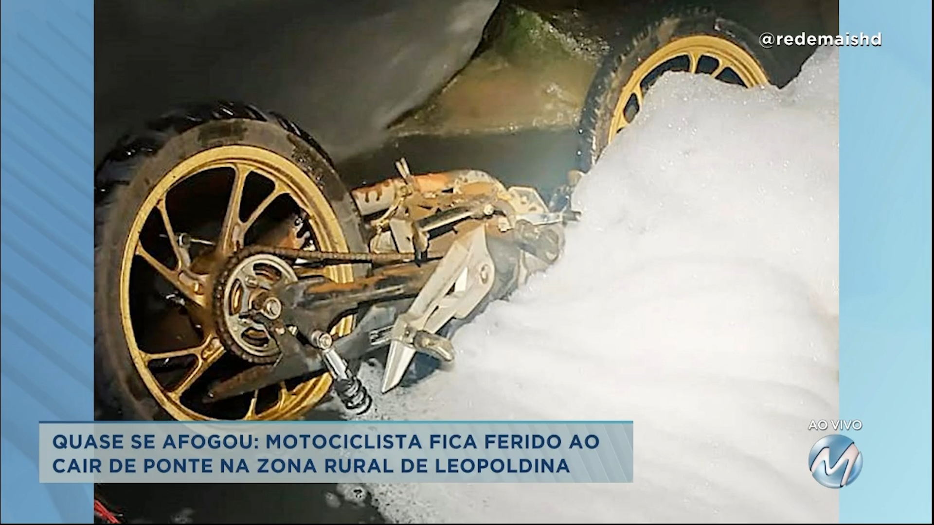 Quase se afogou: motociclista fica ferido ao cair de ponte na Zona da Mata