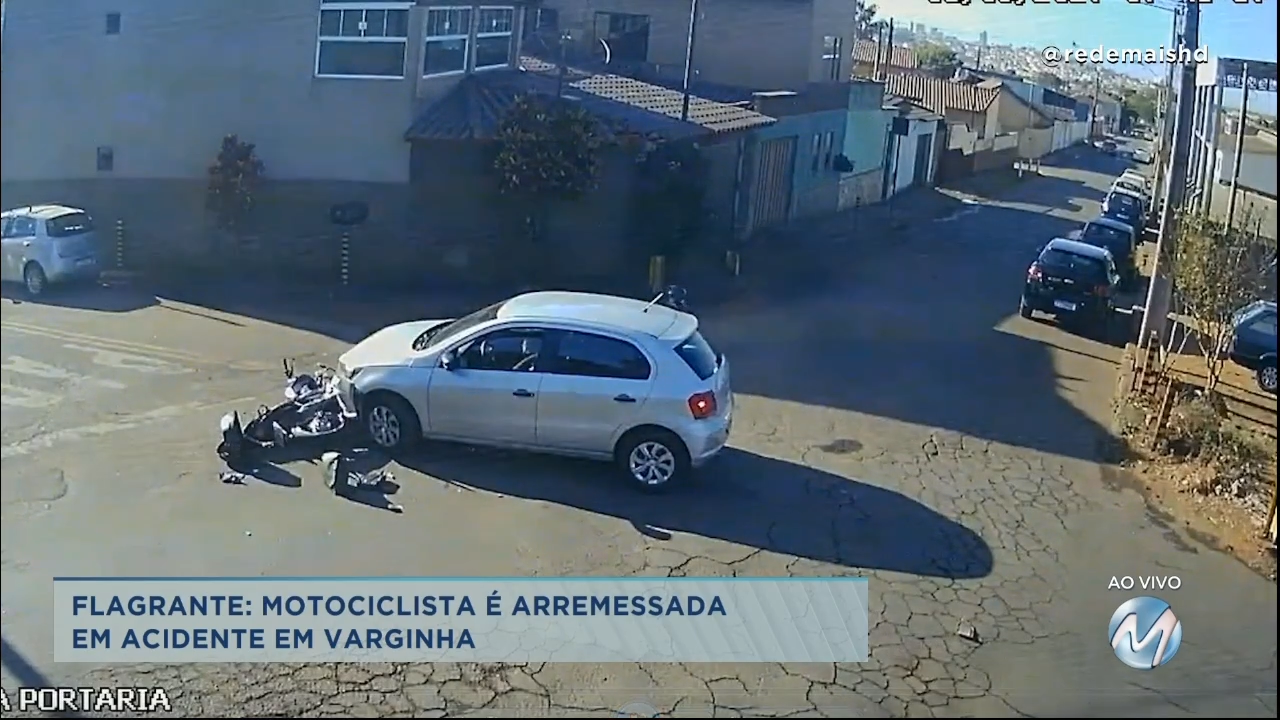 Flagrante em Varginha: motociclista é arremessada em acidente