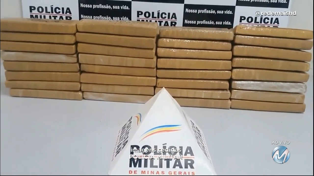 Mais de 30 quilos de maconha apreendidos em carro no trevo de Piranguinho