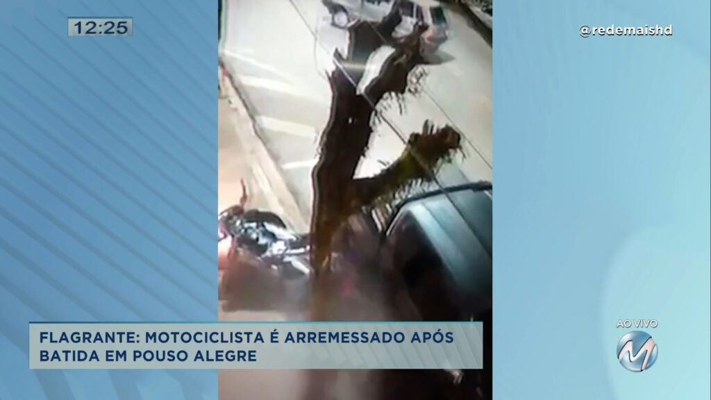 Flagrante: motociclista é arremessado após batida em Pouso Alegre